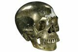 Realistic, Carved and Polished Pyrite Skull #116347-2